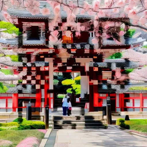 Prompt: japan temple with cherry blossoms

