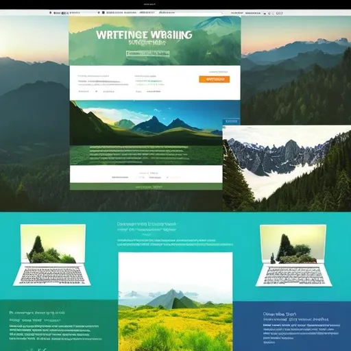 Prompt: Create an image advertising freelance writing services. The image should contain the words, "Nature content writing," with colors and graphics that are bright, eye-catching, yet also simple. I prefer the color scheme of blue and green. 
