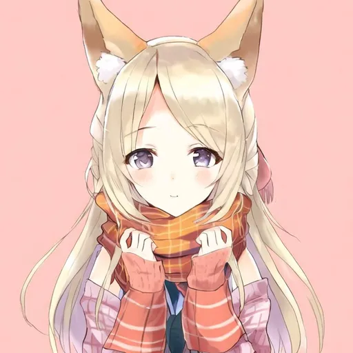 Prompt: Portrait of a cute girl with a fox mask and a scarf