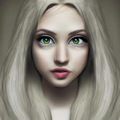 Prompt: elf girl with long white hair portrait