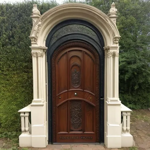 Prompt: Victorian arch door with steps