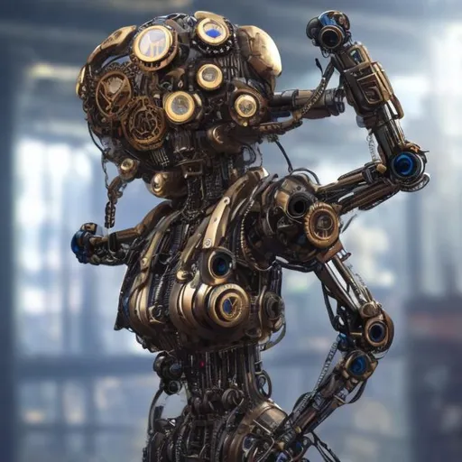 Prompt: A super advanced, steampunk, A.I. humanoid robot.