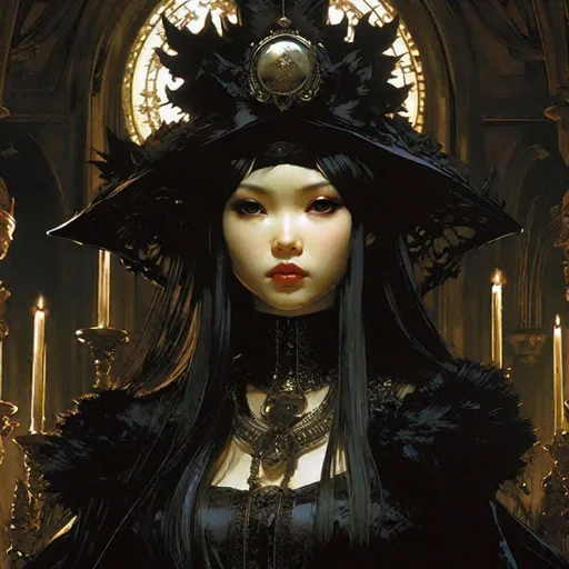 Prompt: "Perfect Gothic Vampire Girl Kim Jung Gi, Jean Baptiste Monge, Yoji Shinkawa, Yoshitaka Amano, Ilya Kuvshinov, Jeremy Mann, Liz Gael, Chugong, Oda Anti-Aliasing, FXAA, Post-Production, SFX, insanely detailed and intricate, hypermaximalist, elegant, ornate, hyperrealistic, super detailed, serene, 16k resolution"