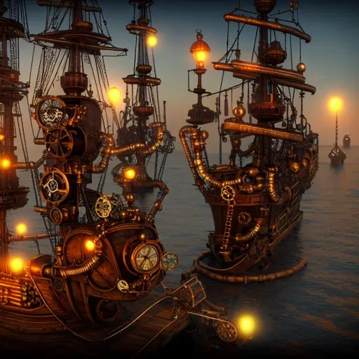 Prompt: steampunk ship city 8k HDDR