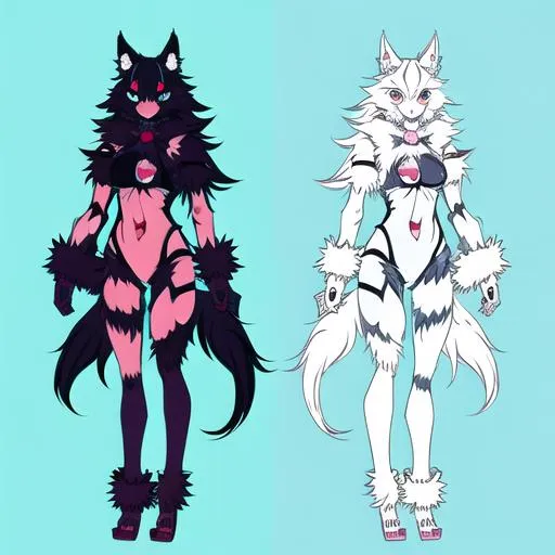 Prompt: anime  of a {character}, anime eyes, beautiful intricate fluffy, symmetrical, in unique anime style, concept art, digital painting, looking into camera,  neon wolf humanoid adorable furry sketch full body
