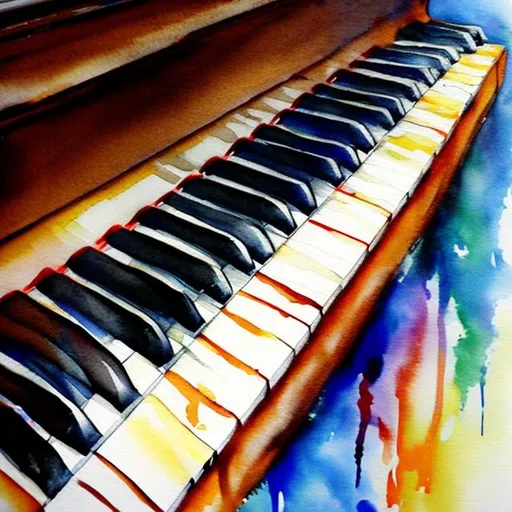 Prompt: piano,  music, notes, painting

