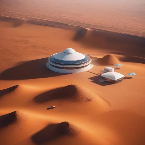 Prompt: A beach resort on mars