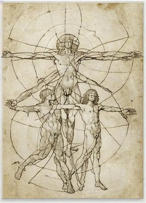 Prompt: Vitruvian man by Leonardo da Vinci michelangelo illustration - n 9
