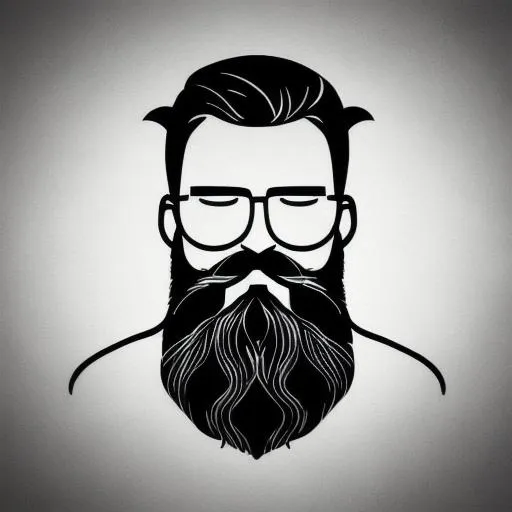 Prompt: Bearded man drawn like a logo
