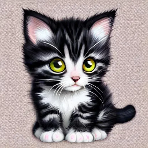 Prompt: kitten on dot background 