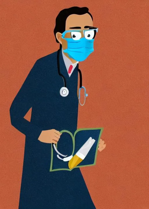 Prompt: A cartoon doctor with a mask