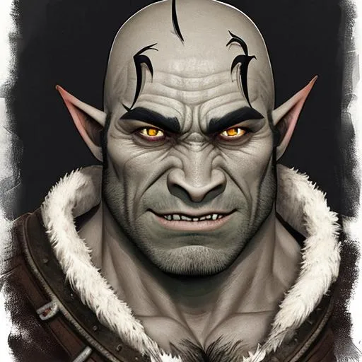 Prompt: portrait of an orc male, balding. With five o'clock shadow on his face.