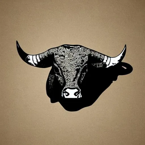 Prompt: a bull face logotype