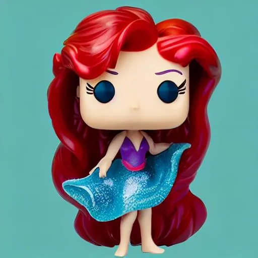 Prompt: Funko pop Ariel figurine, made of plastic, product studio shot, on a white background, diffused lighting, centered