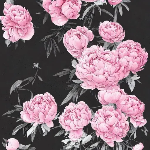 Peonies and Roses Poster - Pink flowers 