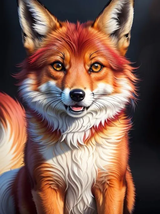 Prompt: remove tail, (8k, masterpiece, oil painting, professional, UHD character, UHD background) Portrait of Vixey, Fox and Hound, close up, mid close up, brilliant glistening red fur, brilliant amber eyes, big sharp 8k eyes, sweetly peacefully smiling, detailed smiling face, (extremely beautiful), (open mouth, uv face, uwu face),  alert, curious, surprised, cute fangs, extremely detailed eyes and face, enchanted snowy garden, vibrant flowers, vivid colors, lively colors, vibrant, high saturation colors, flower wreath, detailed smiling face, highly detailed fur, highly detailed eyes, highly detailed defined face, highly detailed defined furry legs, highly detailed background, full body focus, UHD, HDR, highly detailed, golden ratio, perfect composition, symmetric, 64k, Kentaro Miura, Yuino Chiri, intricate detail, intricately detailed face, intricate facial detail, highly detailed fur, intricately detailed mouth