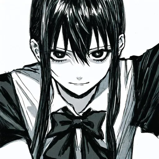Black and White Anime Girl Portrait - anime pfp girl in black and