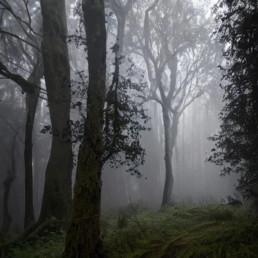 Prompt: Deep in the misty forest stood an old castle