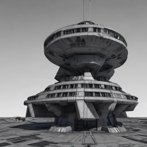 Prompt:  brutalist architecture starship
