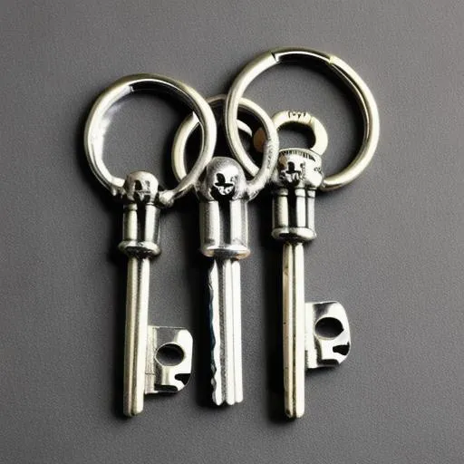 Prompt: a ring of skeleton keys
