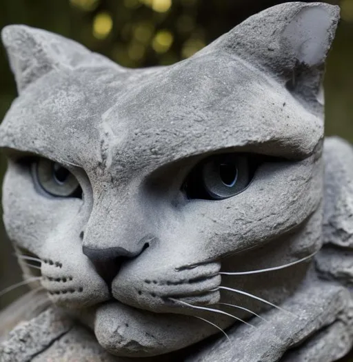 Prompt: A cat turns to stone
