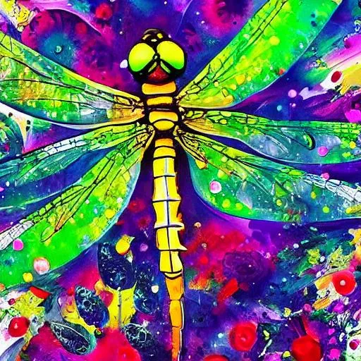 dragonfly sits on a flower; Speedpaint with large br... | OpenArt