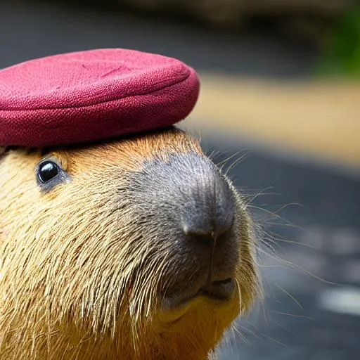 A capybara with a hat