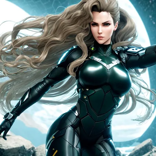 Prompt: Metal gear solid stylized, Claymation, UHD, hd , 8k, , Very detailed, panned out view with whole character in from, a olive skinned, long hair with tight curls, earth giant female  celestial being character, Dancing beauty, echoing movements , magic light following her movements, HD, 3D rendered, Hair like water flowing, armored lace wedding ninja  styled dress, Fantasy character, sharp expressive facial features, magic music notes flying around, crying stone