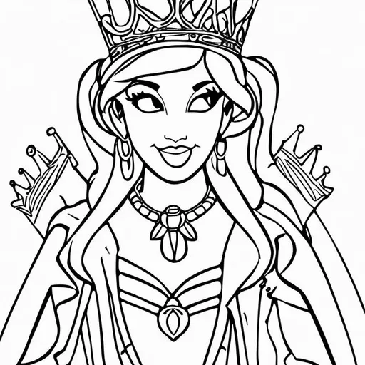 Prompt: Coloring pages cartoon picture of a queen