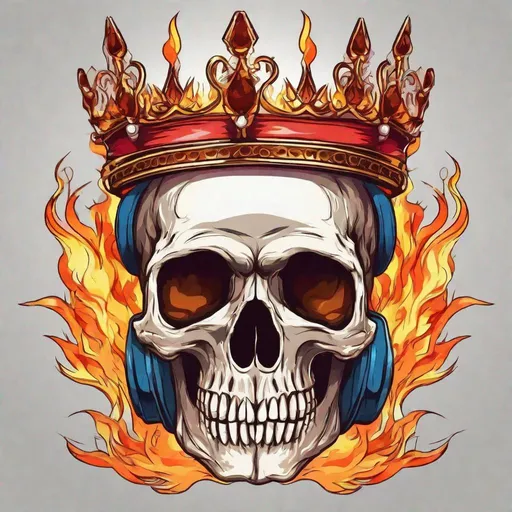 Prompt: Flaming skull wearing a crown anime style