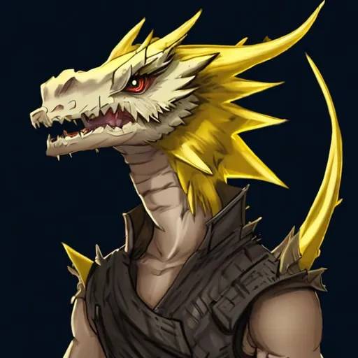 Prompt: Yellow hair male dragon