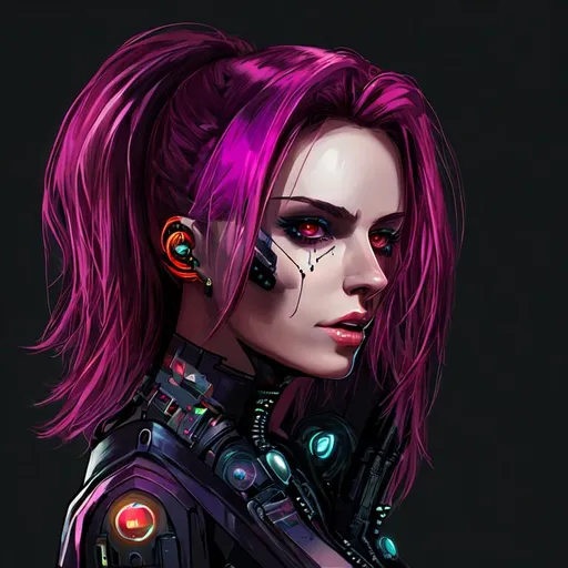 Prompt: Beautiful woman cartoon portrait cyberpunk
