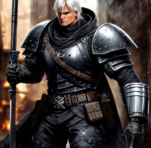 Prompt: Richard dean anderson from macgyver, cyberpunk, black heavy plate armored medieval crusadr, white cloth on chest with black cross, swinging magical black great sword by his side, 334k, insanely detailed, insanely realistic, insane details, hyper detail, high detail, action pose, athletic body, large muscles, high cheekbones, detailed face.ultra realistic, full body focus, intricate details, exceptional detail, fantasy, ethereal lighting, hyper sharp, sharp focus, photorealistic portrait, detailed face, highly detailed, realistic, hyper realistic, colorful, Ultra realistic, , Highly detailed photo realistic digital artwork.  