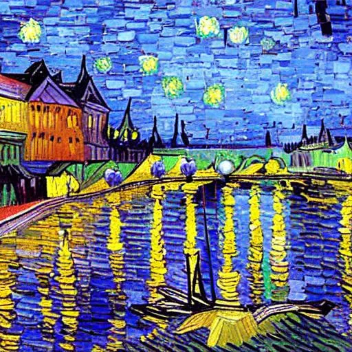 Prompt: Vincent Van Gogh style painting of Yangon City