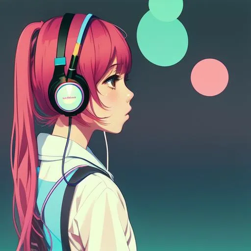 kindergarten age school girl with headphones, very a... | OpenArt