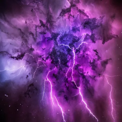 Prompt: beautiful purple nebula with lightning strikes