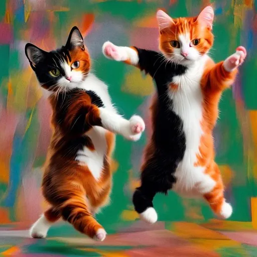 Prompt: Two calico cats dancing abstract avant garde