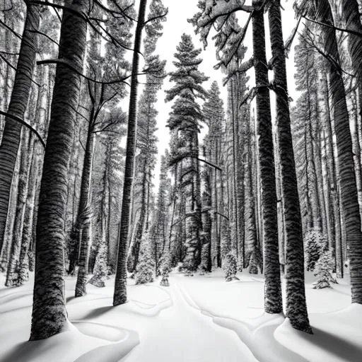 winter forest drawing