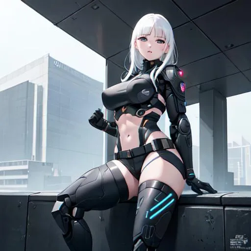 Prompt: Create a picture in the greatest professionnal quality of a girl with an intricate futuristic tactical Ops attire with shorts, with visible pale skin, white hair, black eyes, thick hips, thick thighs, high details, realistic , dark lighting, professionally colour graded, photorealism. The image should be realistic and detailed, with vivid colors and sharp contrasts. heavenly beauty, 8k, 50mm, f/1. 4, high detail, sharp focus, perfect anatomy, highly detailed, detailed and high quality background, oil painting, digital painting, Trending on artstation, UHD, 128K, quality, Big Eyes, artgerm, highest quality stylized character concept masterpiece, award winning digital 3d, hyper-realistic, intricate, 128K, UHD, HDR, image of a gorgeous, beautiful, dirty, highly detailed face, hyper-realistic facial features, cinematic 3D volumetric, illustration by Marc Simonetti, Carne Griffiths, Conrad Roset, 3D anime girl, Full HD render + immense detail + dramatic lighting + well lit + fine | ultra - detailed realism, full body art, lighting, high - quality, engraved, ((photorealistic)), ((hyperrealistic))