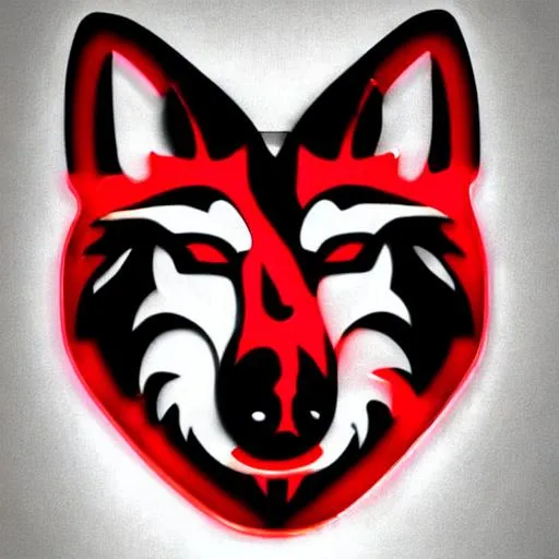 Prompt:  wolf logo in red neon with black backgroung
