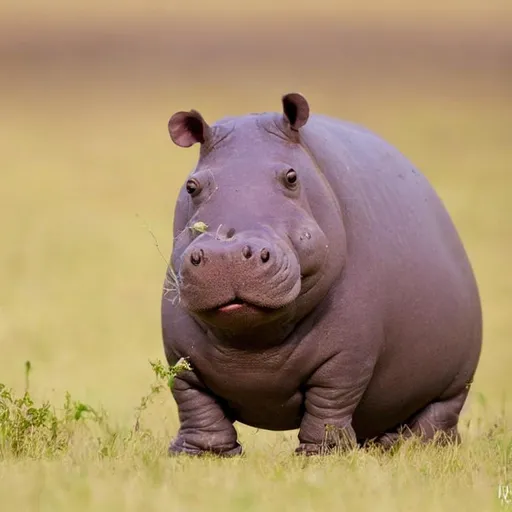 Prompt: cute hippo in the savanna