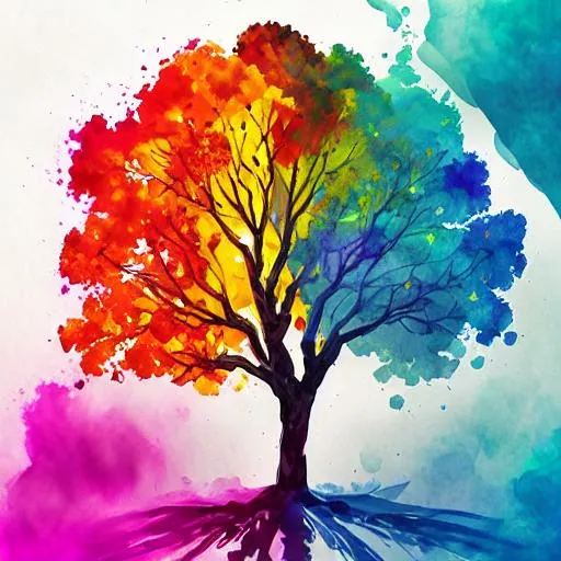 Prompt: rainbow world tree