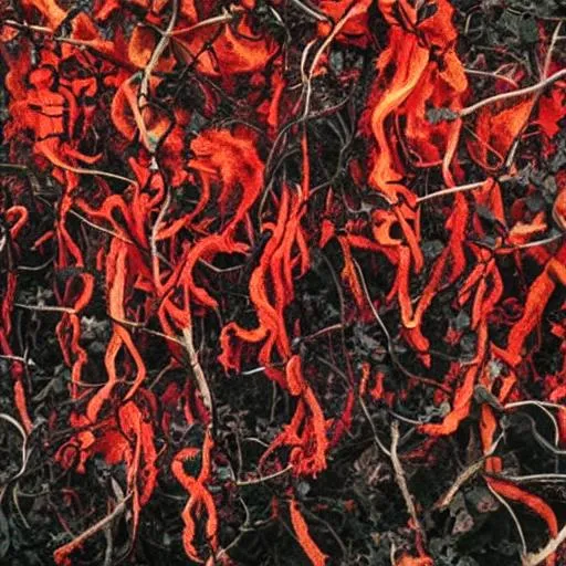 Prompt: hell+ fire+ black vines+dying+ blood