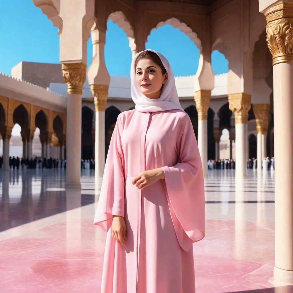 Prompt: Maryam Nawaz Sharif in Makkah for Perform Umrah AI Generated 