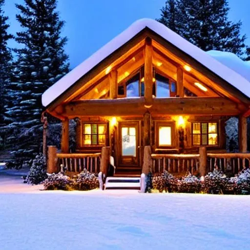a cozy cabin in a winter wonderland, cinematic lands... | OpenArt