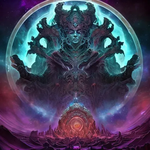 Prompt: "The Celestial Symphony of Forgotten Gods"

Description: In the boundless expanse of an interdimensional cosmic amphitheater, envision a grand assembly of ancient and nearly-forgotten gods hailing from diverse mythologies and realms. These enigmatic deities, once revered and omnipotent, now converge for a momentous cosmic concert, forging an ethereal symphony that resonates through the cosmos.

Each deity appears as an awe-inspiring fusion of their original forms, intertwining elements from their respective mythologies. For instance, a hybrid god might possess the head of an Egyptian deity, the wings of a Greek messenger god, and the body of an Aztec earth god.
Their musical instruments transcend earthly notions, manifesting as celestial objects infused with divine energy. Picture instruments such as a harp composed of radiant starlight, a drum hewn from the fabric of time itself, and a flute that conjures galaxies with each note.
The celestial amphitheater is an otherworldly setting, bathed in ever-shifting hues of cosmic energy. Spectators may include beings from distant dimensions, cosmic wanderers, and mythological creatures, all enraptured by the harmonious spectacle.
This concept invites viewers on a visual journey through the tapestry of mythology, where gods long-forgotten converge to create a transcendent melody that defies the boundaries of time and space. It prompts contemplation of the enduring power of myths and the enduring legacy of these ancient deities.