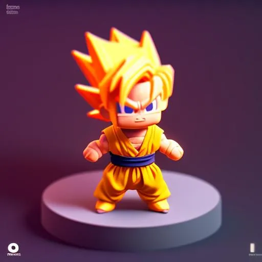 Prompt: Tiny angry isometric super saiyan, soft smooth lighting, with soft colors, 100mm lens, 3d blender render, trending on polycount, modular constructivism, blue background, physically based rendering, centered.