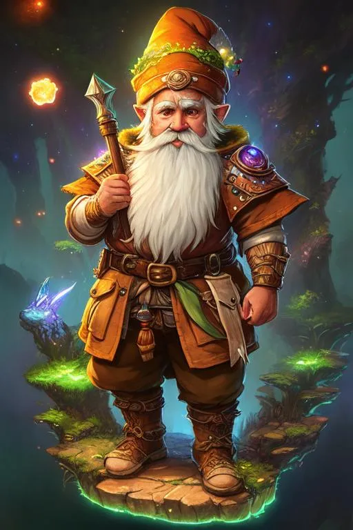 Prompt: sticker of ultra detailed full body portrait of Gnome Druid, Dungeons and Dragons,

cyberpunk, cosmic, fantasy, dark core, 

high quality cell shaded illustration, ((full body)), dynamic pose, centered, cell shading, 4k , cinematic dramatic atmosphere, watercolor painting, global illumination, detailed and intricate environment, artstation, concept art, fluid and sharp focus, volumetric lighting, cinematic lighting (((masterpiece style)), unreal engine 5