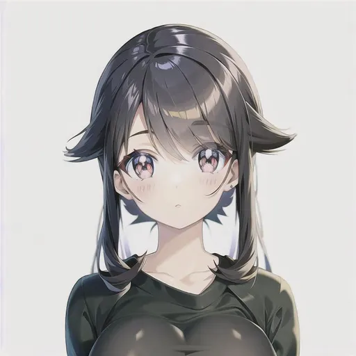 Anime girl black and white eyes white sweater OpenArt