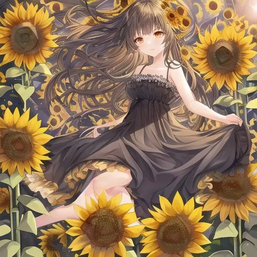 Prompt: Sunflowers bloom at midnight